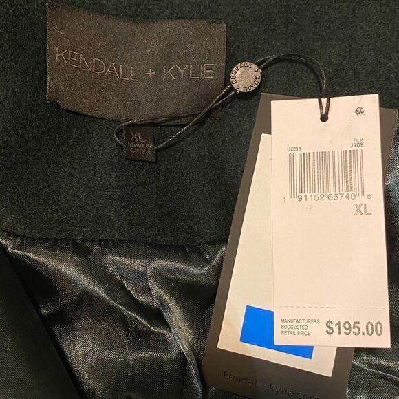 Kendall + Kylie Single Breasted Drop Shoulder Jade Coat Size XL NWT - Picture 6 of 8